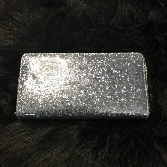 PEWTER GLITTER SINGLE ZIPPER ORGANIZER WALLET - Picture 5 of 5